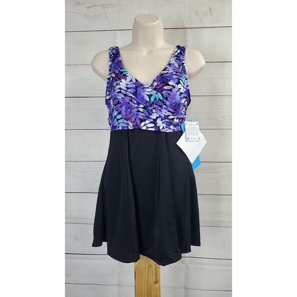 6 PURPLE A376261 Fit 4 U Wrap Swim Dress - Picture 1 of 2